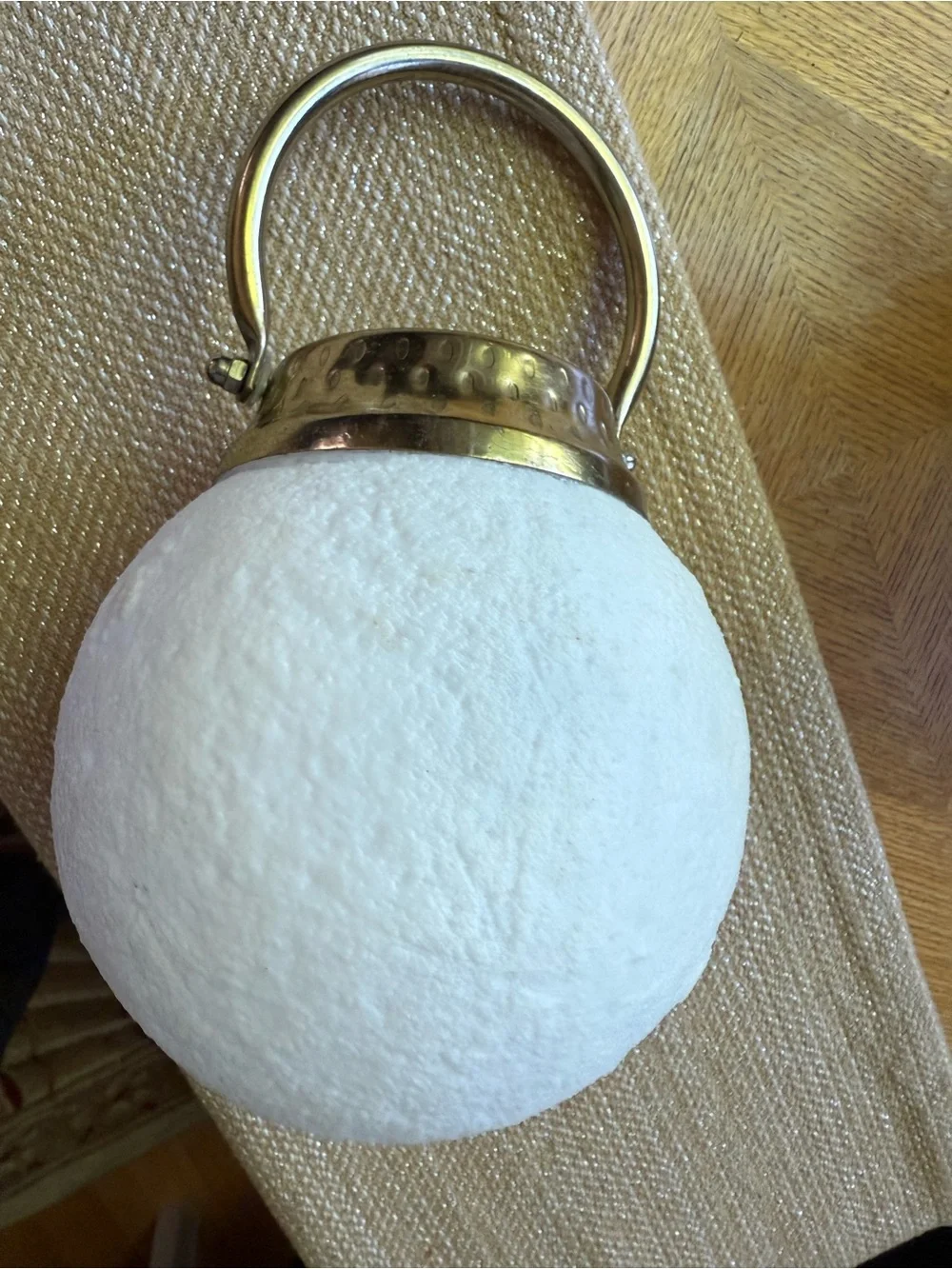 Brass-Accented White Globe Hanging Lantern